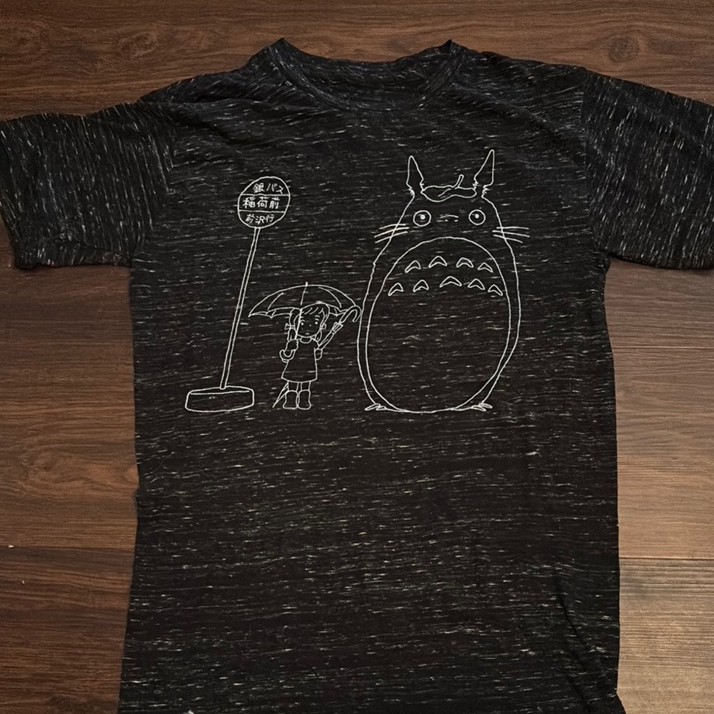 Black Graphic T-Shirt with Totoro Design “apparently vintage 1988”